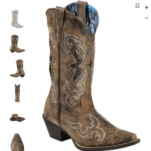 Laredo Women's Lucretia Studded Snake Inlay Western Boots, Snip Toe